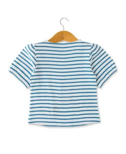 Marinière Bleu Fille Manches Ballon Avec Motif Coeur -Vetements Simples Magasin prod 10022 mariniere mc fond blanc casse raye bleu moy madely 666x812 fc7ea0111e0b