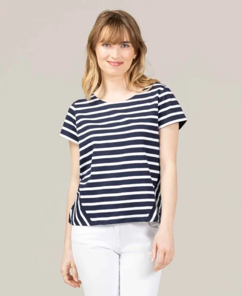 Marinière Femme Revisitée Col V Manches Courtes