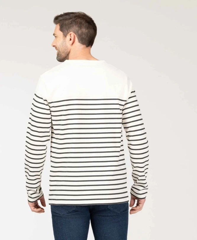 Marinière Homme Fond Grège Rayé Gris 5 Marinière Homme Fond Grège Rayé Gris – Image 3