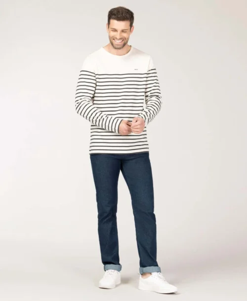 Marinière Homme Fond Grège Rayé Gris