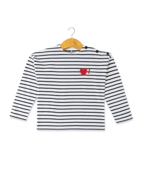 Marinière Fille Imprimé Coeur