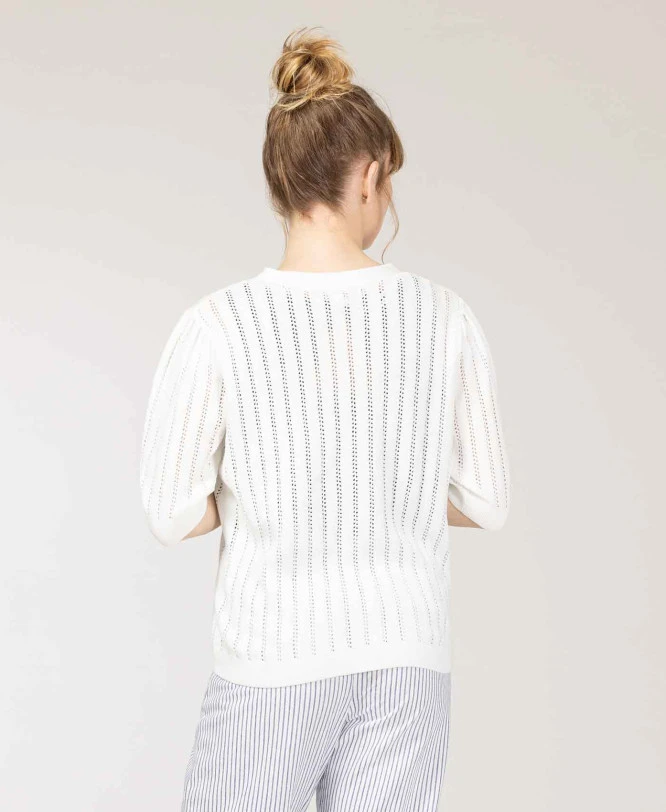 Gilet Femme Ajouré Blanc Cassé 4 Gilet Femme Ajouré Blanc Cassé – Image 2