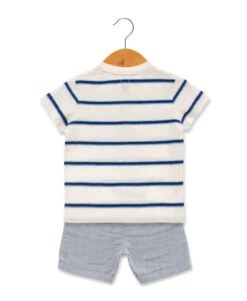 Ensemble Bébé Garçon Short + T-shirt -Vetements Simples Magasin prod 10113 ens short haut fond blanc raye bleu egozino 666x812 fc7ea0111e0b