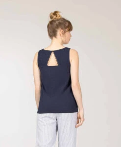 Débardeur Femme Bleu Marine Ajouré Dos Broderie Anglaise -Vetements Simples Magasin prod 10137 debardeur indigo diam 666x812 fc7ea0111e0b