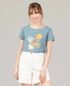 T-shirt Imprimé Vert Femme