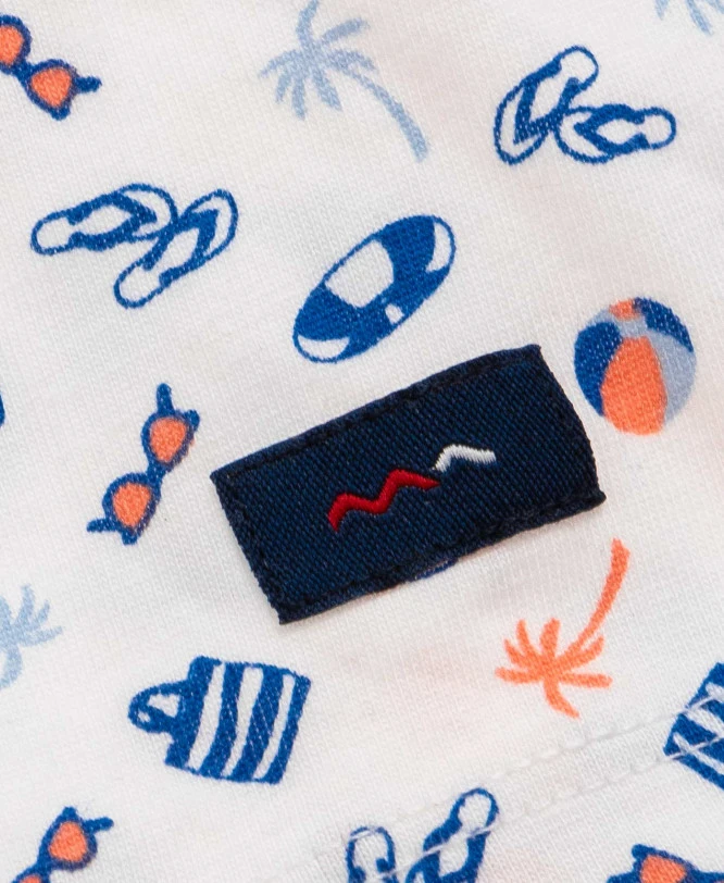 Robe De Plage Blanche Imprimé à Manches Volants Fille 5 Robe De Plage Blanche Imprimé à Manches Volants Fille – Image 3