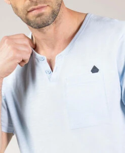 Tee-shirt Col Tunisien Bleu Azur Homme -Vetements Simples Magasin prod 10190 tee shirt mc bleu azurin agor 666x812 fc7ea0111e0b