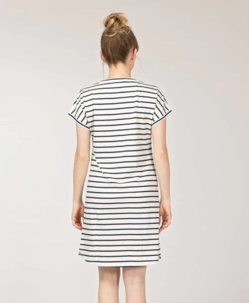 Chemise De Nuit Femme Rayé Bleu -Vetements Simples Magasin prod 10192 chemise de nuit fond grege raye bleu ysomnia 666x812 fc7ea0111e0b