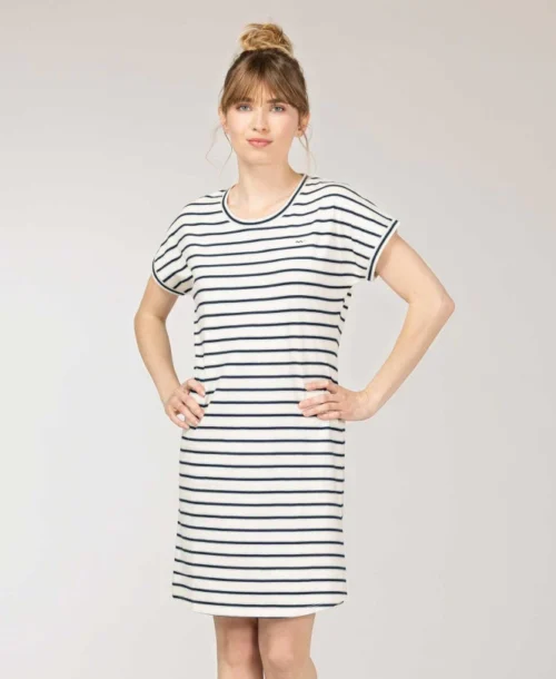 Chemise De Nuit Femme Rayé Bleu