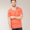 T-shirt Col Tunisien Corail Homme