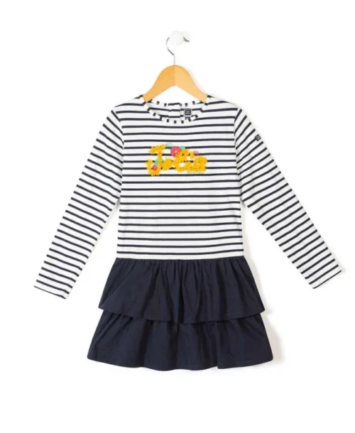 Robe Rayé Manches Longues Fille Effet 2 En 1