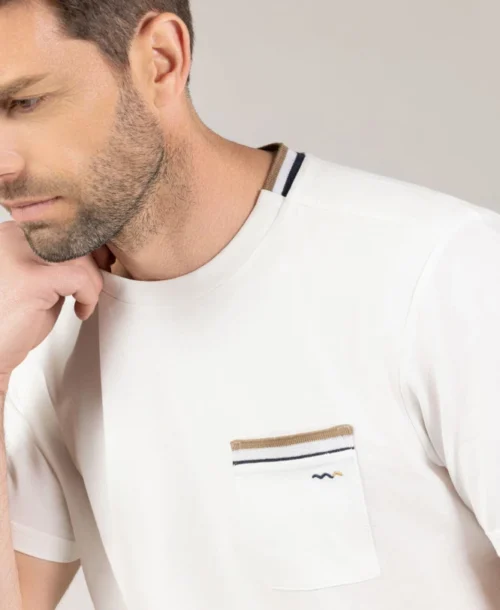 T-Shirt Blanc Avec Poche Pour Homme -Vetements Simples Magasin prod 10220 tee shirt mc blanc tazur 666x812 fc7ea0111e0b