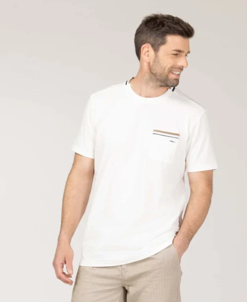 T-Shirt Blanc Avec Poche Pour Homme