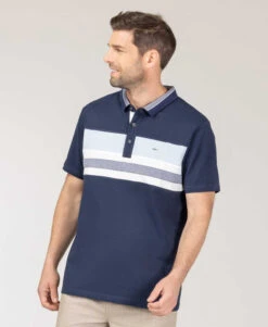 Polo Rayé Bleu Marine Homme