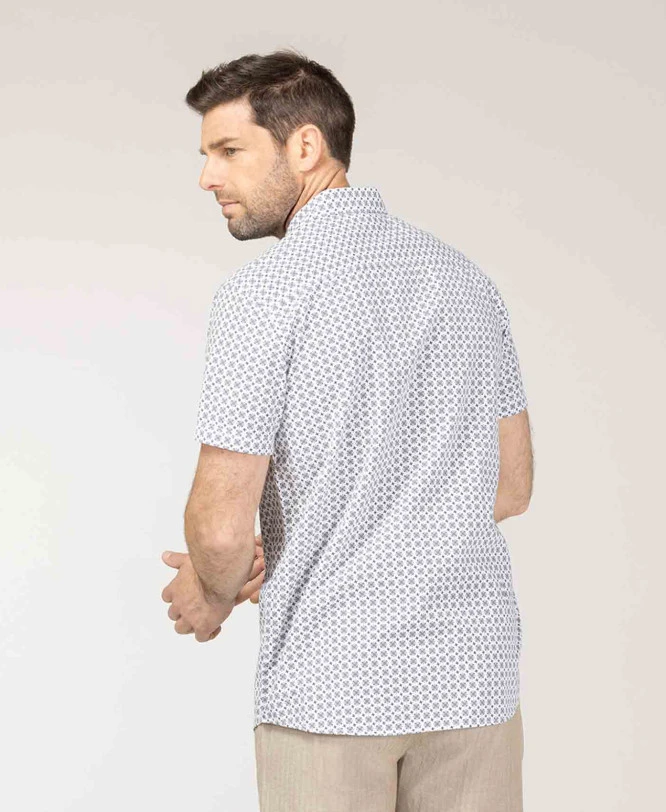 Chemisette Homme Imprimé Bleu Marine 4 Chemisette Homme Imprimé Bleu Marine – Image 2