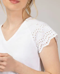 T-shirt Blanc Broderie Anglaise Femme 7 T-shirt Blanc Broderie Anglaise Femme -Vetements Simples Magasin prod 10275 tee shirt mc blanc optique tsuka 666x812 fc7ea0111e0b