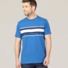 T-shirt Bleu Rayures Poitrine Homme