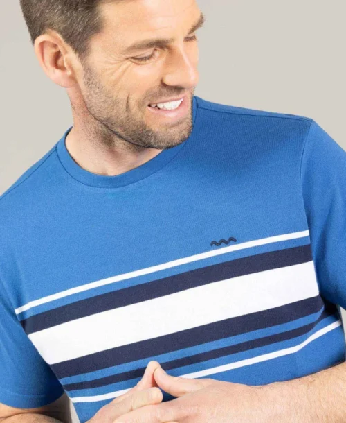 T-shirt Bleu Rayures Poitrine Homme -Vetements Simples Magasin prod 10289 tee shirt mc bleu moyen theau 666x812 fc7ea0111e0b