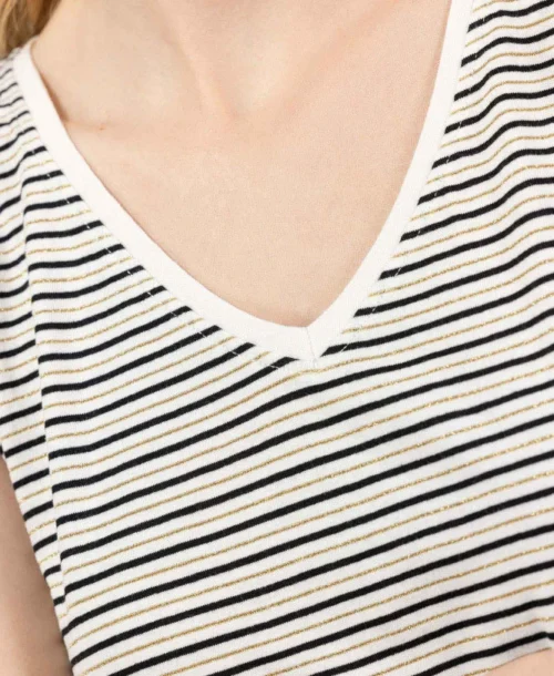 Débardeur Femme Rayé Fils Métalisés -Vetements Simples Magasin prod 10317 debardeur fond naturel raye noir darsie 666x812 fc7ea0111e0b