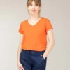 T-shirt Col V Orange Femme -Vetements Simples Magasin prod 10323 tee shirt mc orange tarina 666x812 fc7ea0111e0b