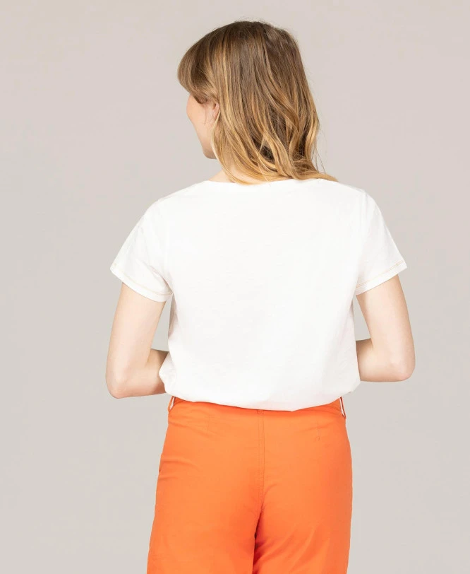 T-shirt Col V écru Femme 4 T-shirt Col V écru Femme – Image 2