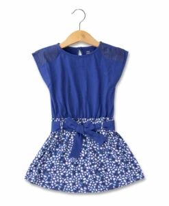 Ensemble Robe + Bandeau Bleu Fille -Vetements Simples Magasin prod 10435 robe accessoire fond bleu imprime blanc reine 666x812 fc7ea0111e0b