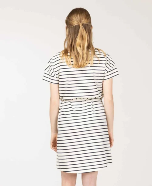 Robe En Jersey Rayé Avec Ceinture Femme -Vetements Simples Magasin prod 10442 robe mc fond grege raye indigo ranko 666x812 fc7ea0111e0b