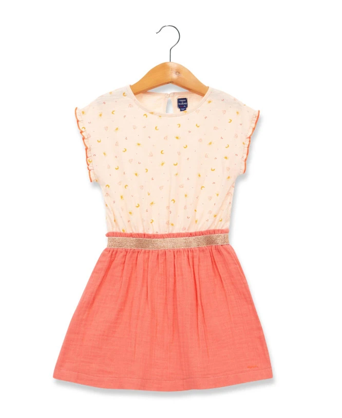 Robe Fille Gaze De Coton Ceinture Doré 2 Robe Fille Gaze De Coton Ceinture Doré