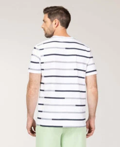 T-shirt Rayé Homme 7 T-shirt Rayé Homme -Vetements Simples Magasin prod 10472 tee shirt mc fond blanc raye indigo teodor 666x812 fc7ea0111e0b