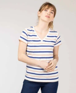 T-shirt Rayé Fils Métalisés Femme