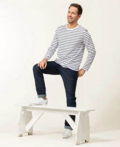 Marinière Homme Manches Longues Fond Blanc Rayé Bleu Marine 9 Marinière Homme Manches Longues Fond Blanc Rayé Bleu Marine -Vetements Simples Magasin prod 10531 mariniere ml fond blanc raye indigo ecohol 666x812 fc7ea0111e0b