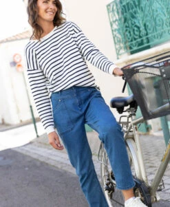 Pull Marinière Femme -Vetements Simples Magasin prod 10571 pull raye blanc bleu hicha 666x812 fc7ea0111e0b