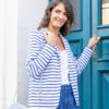 Blazer Rayé En Molleton Femme -Vetements Simples Magasin prod 10586 veste ml fond blanc optic raye bleu jacana 666x812 fc7ea0111e0b