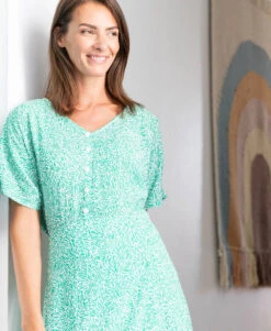 Robe Verte Femme -Vetements Simples Magasin prod 10593 robe mc imprime vert paro 666x812 fc7ea0111e0b