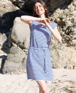 Robe Marinière été Bleu Femme -Vetements Simples Magasin prod 10600 robe mc fond grege raye bleu ronron 666x812 fc7ea0111e0b