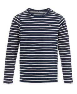 Marinière Authentique Fond Bleu Marine Rayé Blanc Homme
