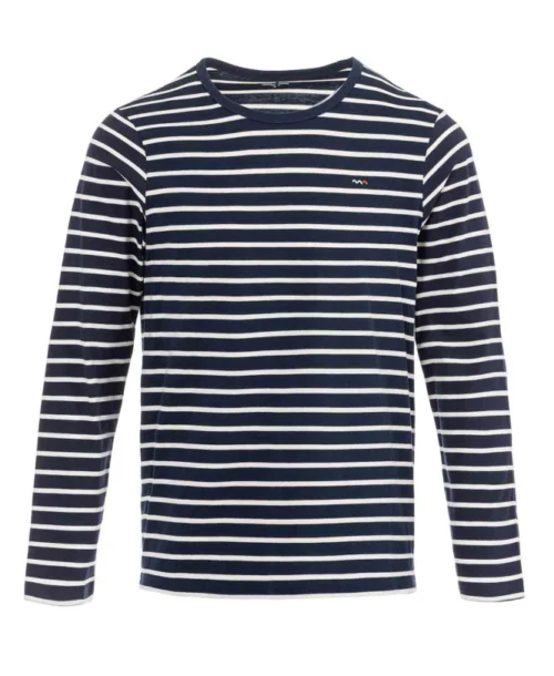 Marinière Authentique Fond Bleu Marine Rayé Blanc Homme