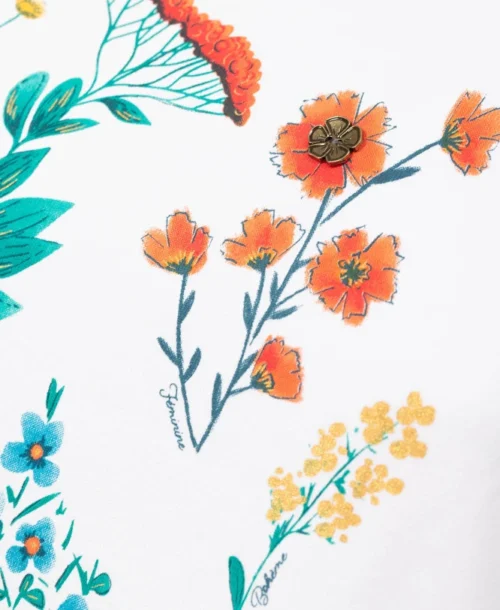 T-shirt Blanc Imprimé Floral Femme -Vetements Simples Magasin prod 1827 tee shirt mc blanc optique bleuet 666x812 fc7ea0111e0b