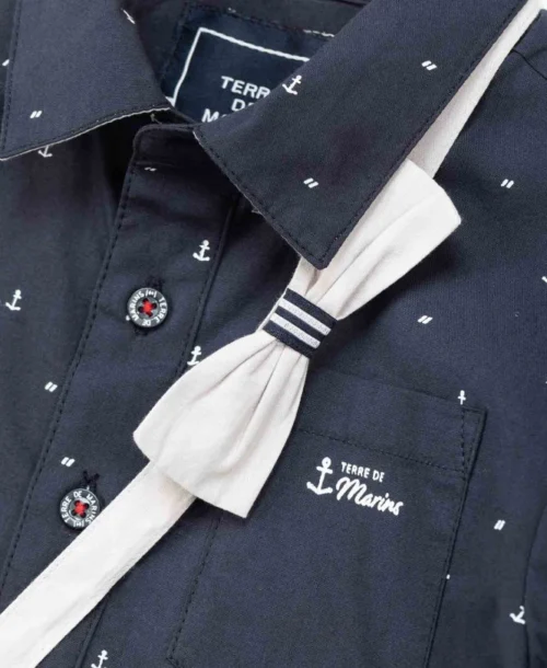 Chemise Bleu Marine Avec Noeud Papillon Garçon -Vetements Simples Magasin prod 1933 chemise chemisier ml imprime bleu vopasi 666x812 fc7ea0111e0b