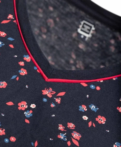 T-shirt Manches Longues Femme Imprimé Floral -Vetements Simples Magasin prod 355 tee shirt ml imprime bleu nuit caya 666x812 fc7ea0111e0b