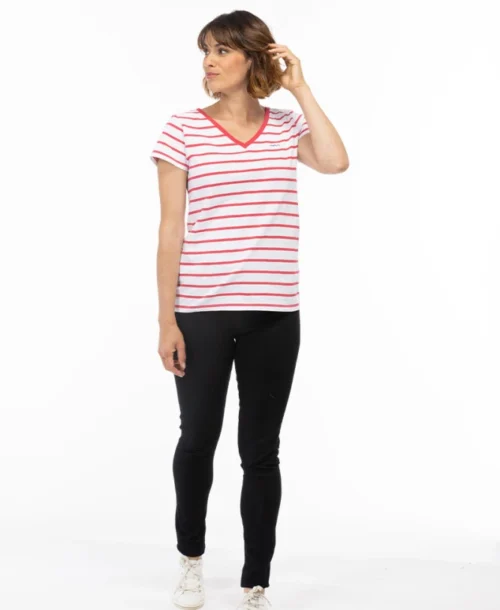 MARINIERE MC RAYE BLANC/ROSE HIBISCUS PALAVA -Vetements Simples Magasin prod 4011 mariniere mc raye blanc rose hibiscus palava 666x812 fc7ea0111e0b