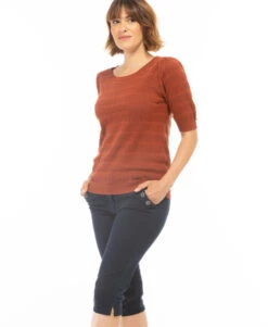 Pull Manches Courtes Rouille Femme -Vetements Simples Magasin prod 4019 pull rouille dolcy 666x812 fc7ea0111e0b