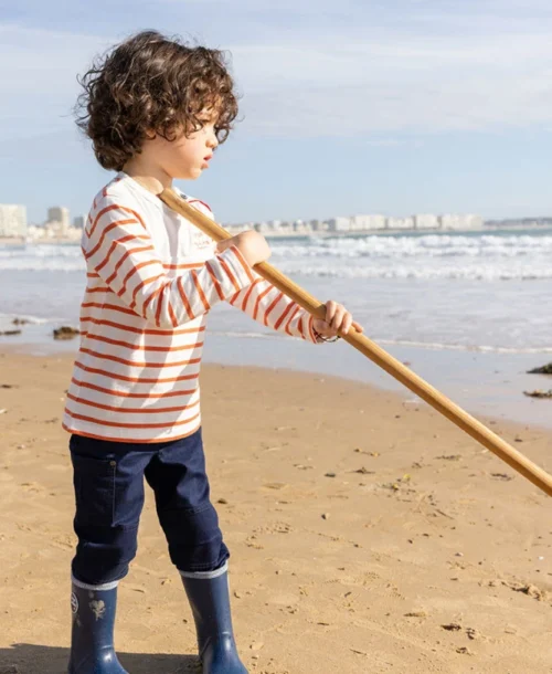 Marinière Garçon Orange/blanc