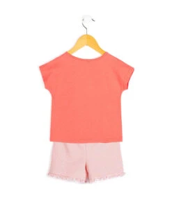 Ensemble Pyjama Corail Fille T-shirt + Short -Vetements Simples Magasin prod 4115 pyjama rose corail noura 666x812 fc7ea0111e0b