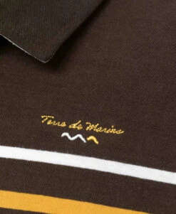 Polo Marron Manches Longues Homme à Rayures Placées Colorées -Vetements Simples Magasin prod 4219 polo ml chocolat duponi 666x812 fc7ea0111e0b