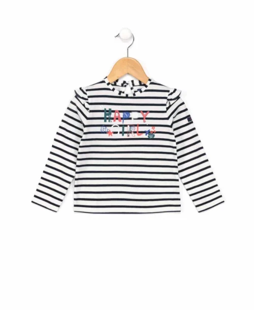 TEE SHIRT ML FOND NATUREL RAYE INDIGO BIANI