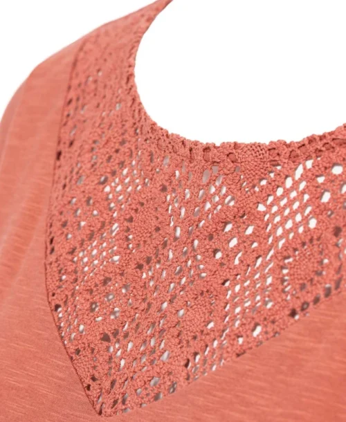 T-shit Femme Rouge Brique Avec Col En Dentelle -Vetements Simples Magasin prod 4307 tee shirt mc brique clair citroni 666x812 fc7ea0111e0b