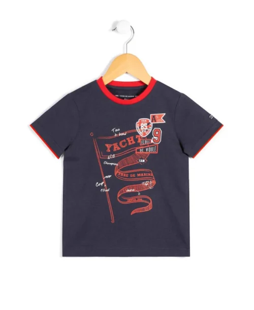 T-shirt Col Rond Garçon Bleu Marine