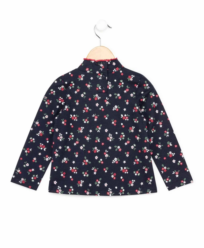 T-shirt Manches Longues Fille Fond Bleu Marine Avec Imprimé 4 T-shirt Manches Longues Fille Fond Bleu Marine Avec Imprimé – Image 2