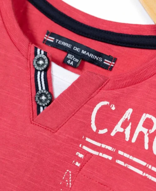 T-shirt Garçon Rouge Col Tunisien -Vetements Simples Magasin prod 4358 tee shirt mc rouge coquelicot capla 666x812 fc7ea0111e0b